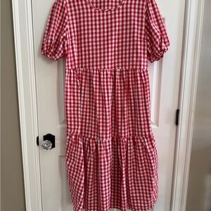 Red and White Gingham Dress with Pockets!